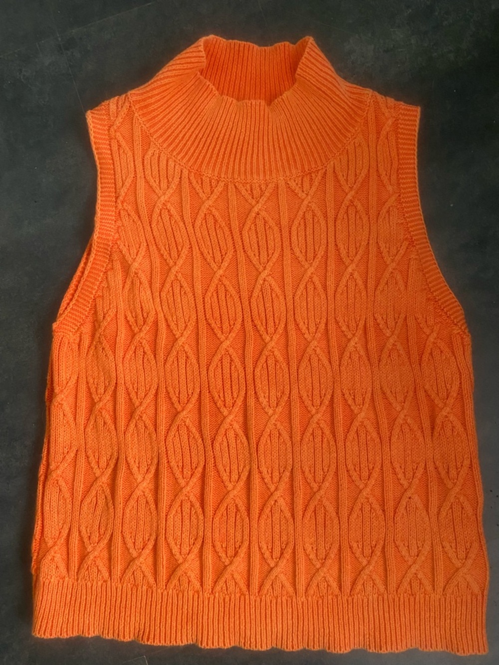 POL Orange Cable Knit Turtleneck Vest